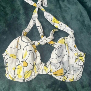 Jantzen Underwire Bikini Top Yellow White GUC!‎ Size 38D #204